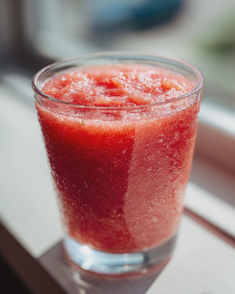 Watermelon Slushie (3 Ingredients) 4 watermelon slushies easy summer drink recipe 3 ingredient - detail 1